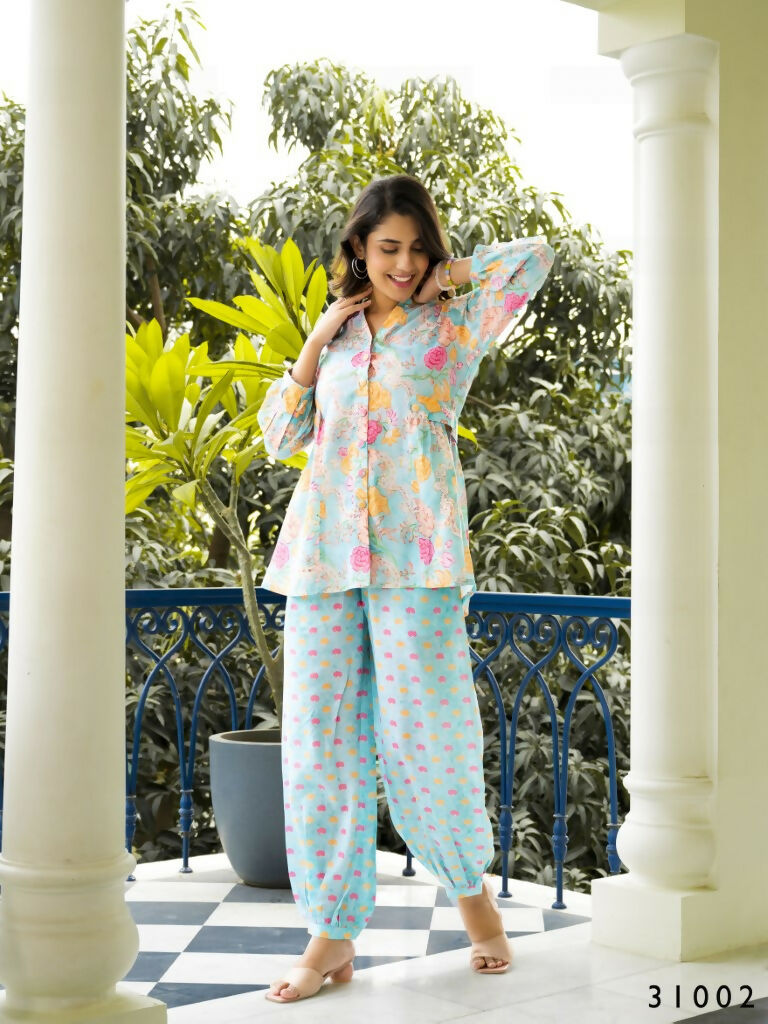 Casual Fashionable Multi Muslin Cotton co-ord set - Manya