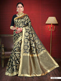 Vardha Black Woven Banarasi Saree