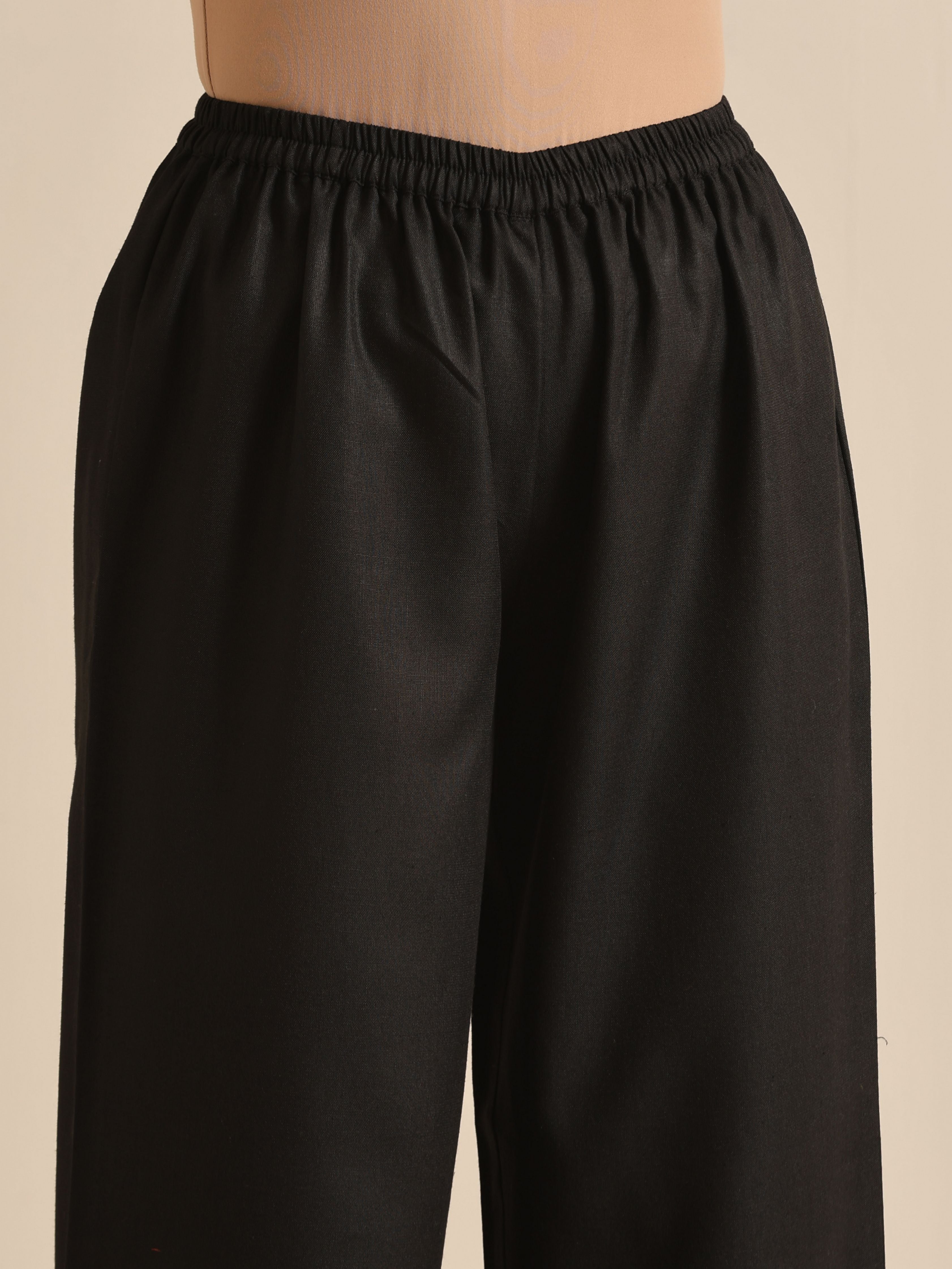 trueBrowns Black Slub Relaxed Placket Co-Ord Set