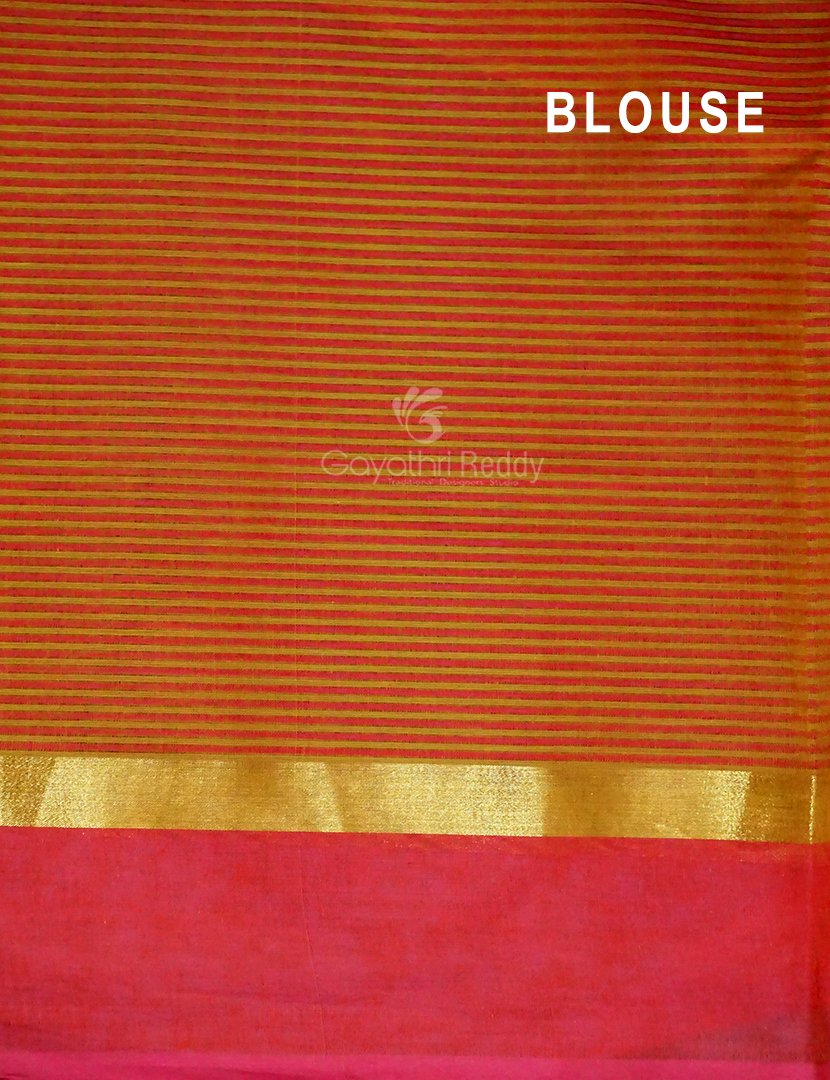 Dual Shades of Tomato Red Pure Magalgiri Cotton Saree By Gayathri Reddy Designer Studio