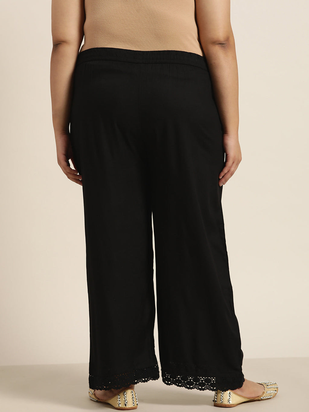 Juniper Women Black Rayon Solid Wide Leg Palazzo
