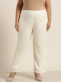 Juniper Women Offwhite Rayon Solid Wide Leg Palazzo