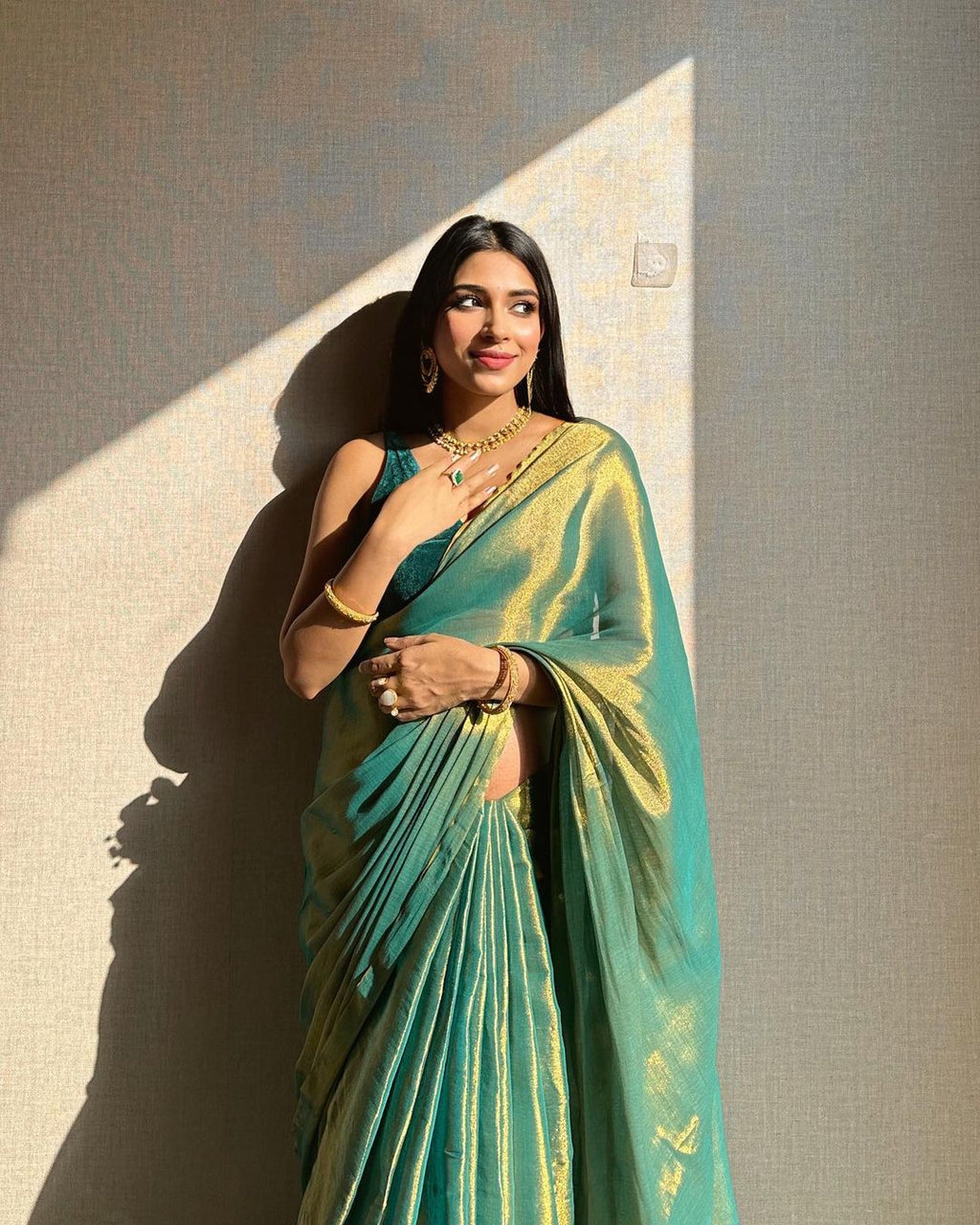 Lorenvalley Fashion Bollywood Sheded Rama Fendy Silk Wedding And Partywear Saree
