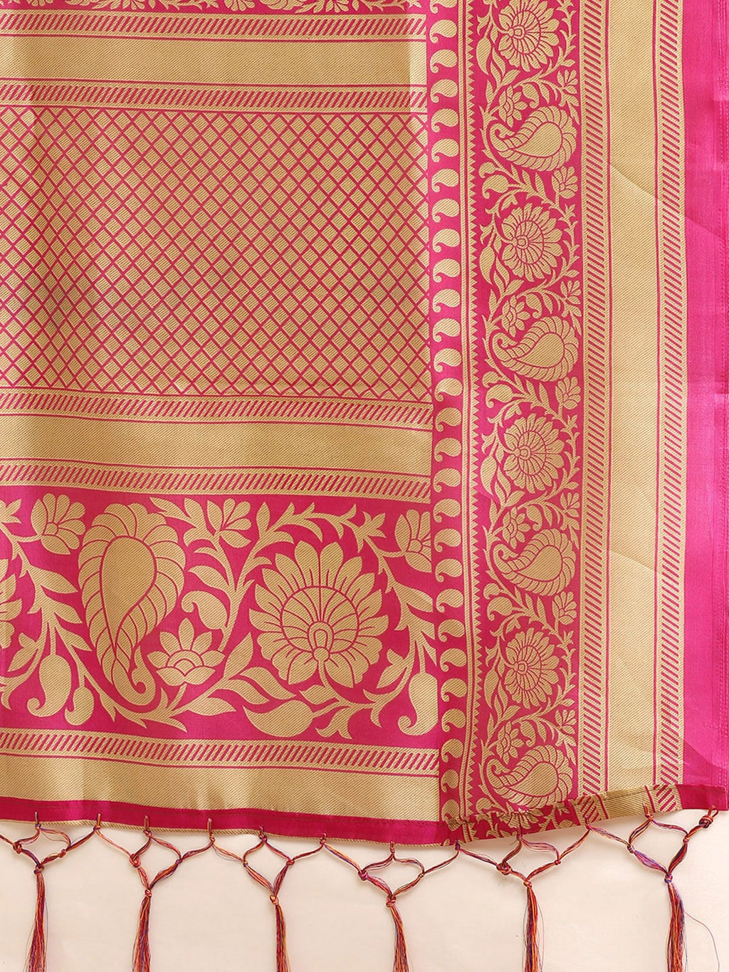 Saree Mall Pink & Blue Paisley Print Half & Half Saree