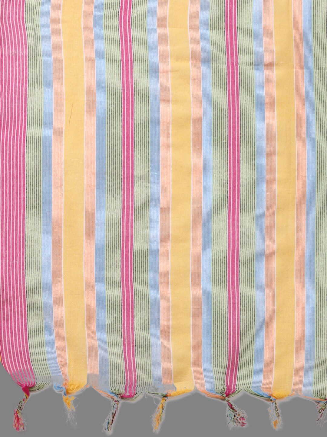 HERE&NOW Turquoise Blue Striped Regular Pure Cotton Kurta with Trousers & With Dupatta