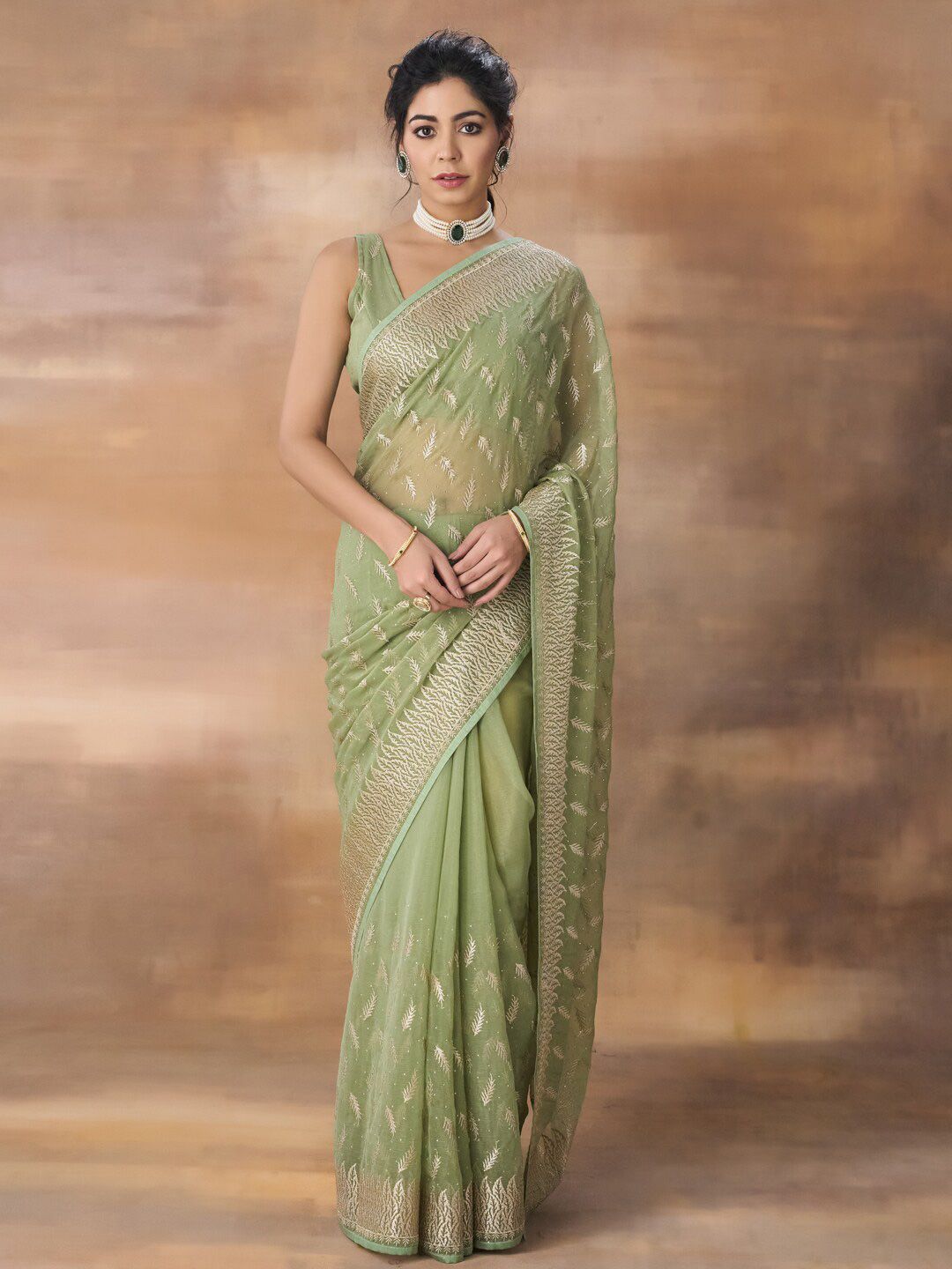 kasee Floral Embroidered Art Silk Saree