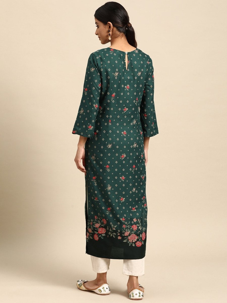 All About You Women Floral & Geometric Printed Straight Kurta