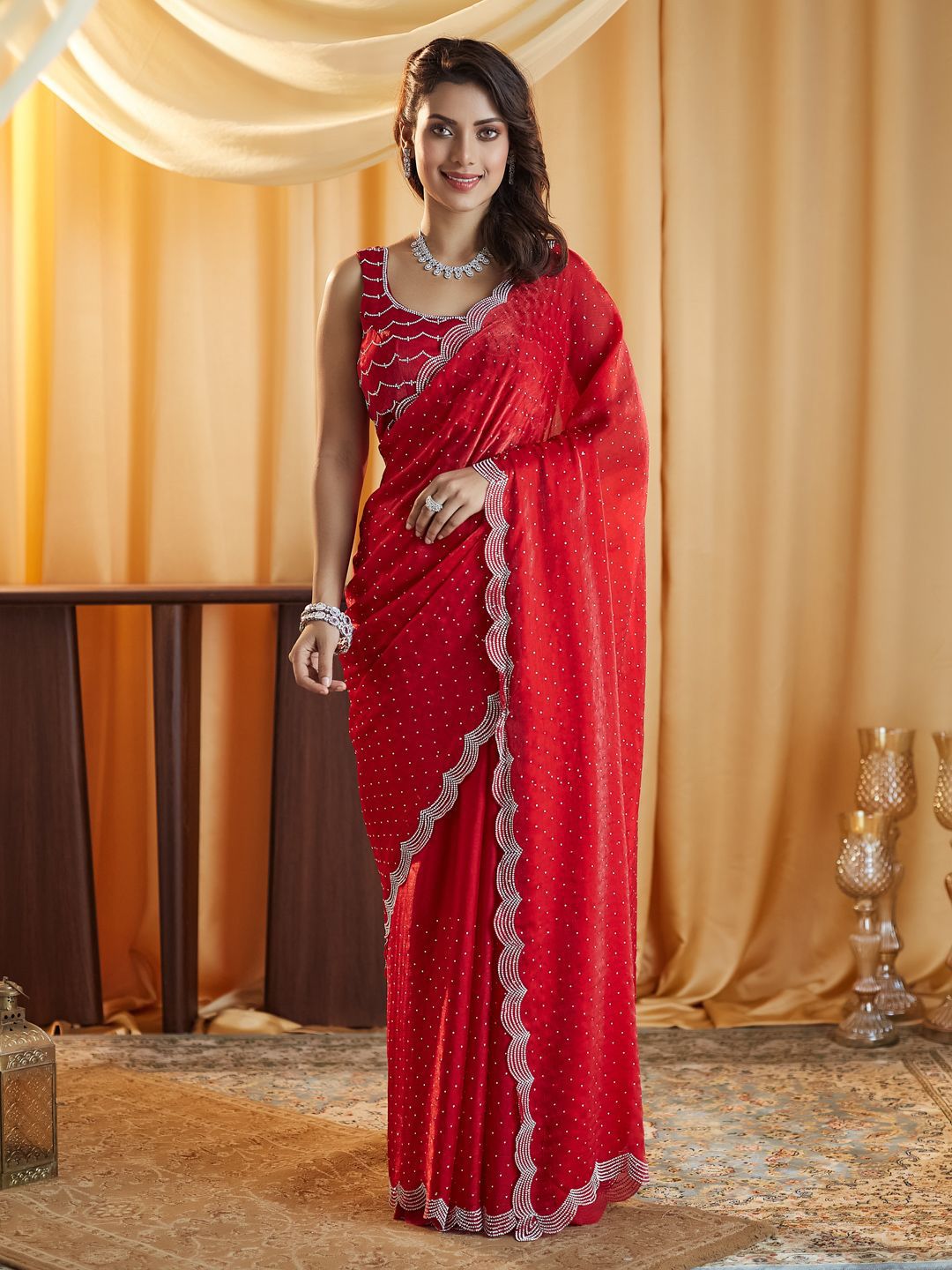 kasee Embellished Beads and Stones Pure Silk Saree