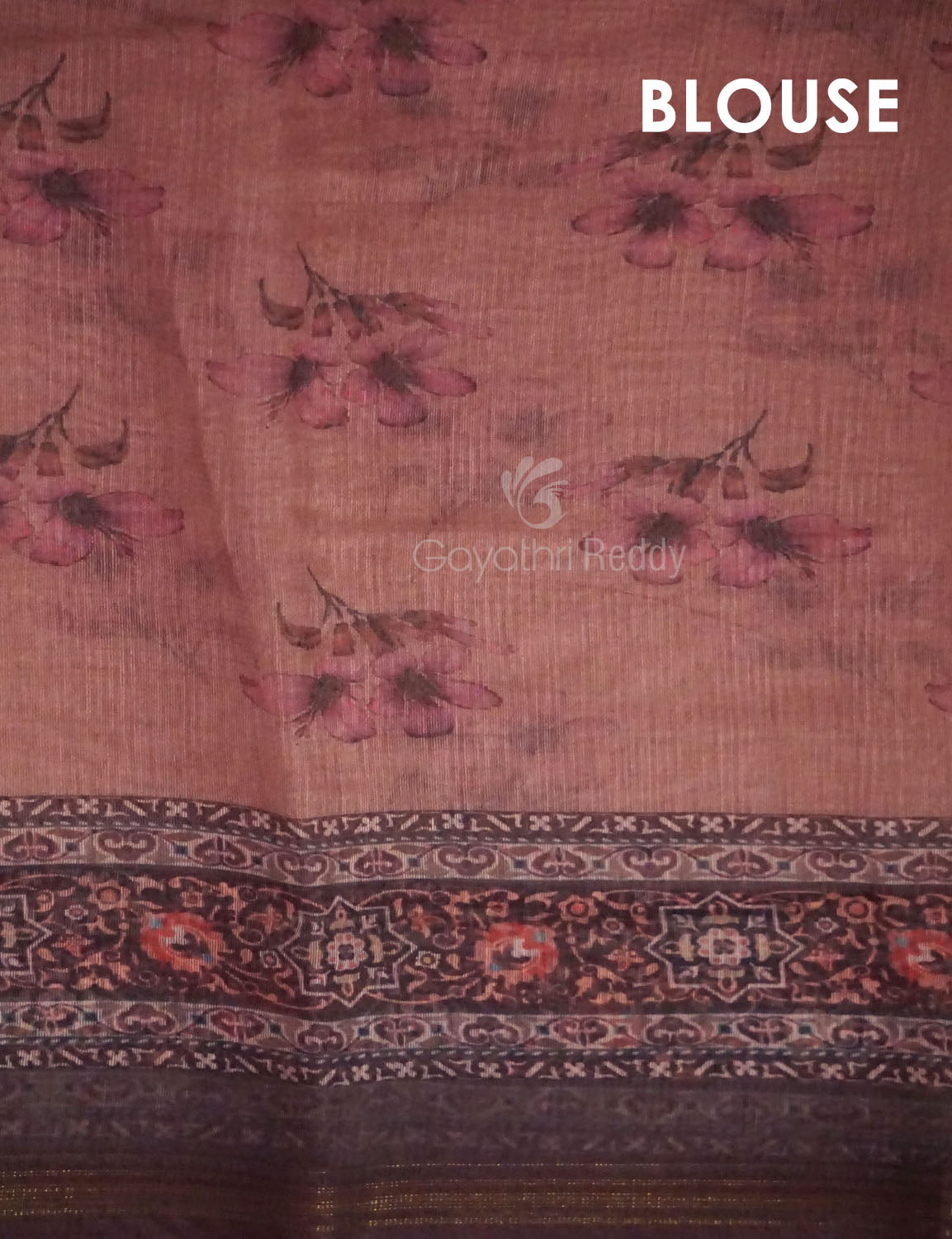 Light Peach Colour Printed Semi Chanderi Saree By Gayathri Reddy Designer Studio