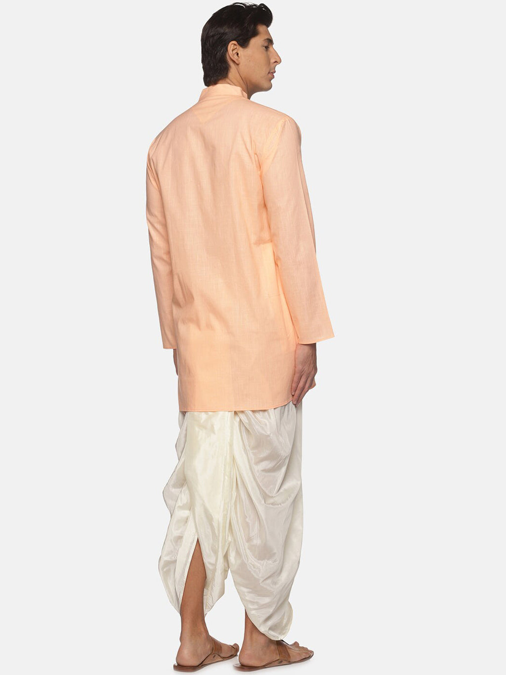 Sethukrishna Men Orange Pure Cotton Kurta with Salwar