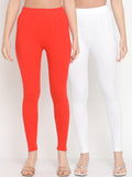 TAG 7 Women Pack Of 2 Solid Ankle-Length Leggings