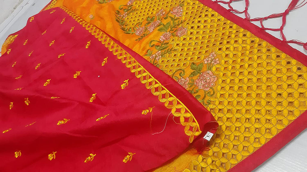 Sarvadarshi Fashion Women'S Satin Silk Blend Orange Pink Color Saree
