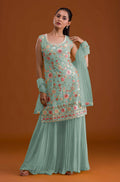 Anaita Sky Blue Georgette Suit with Embroidered Multi Work