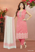 Joban Fashion Women Chanderi Silk Pink Round Neck Emroidery Kurta Set