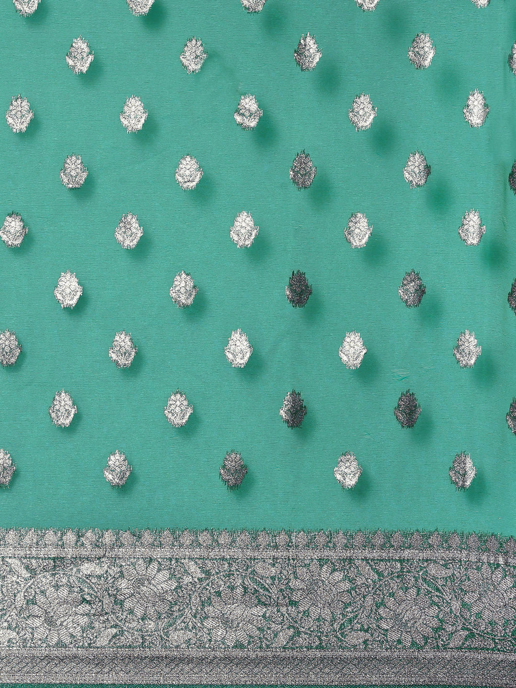 Saree Mall Green Ethnic Motifs Zari Organza Banarasi Saree