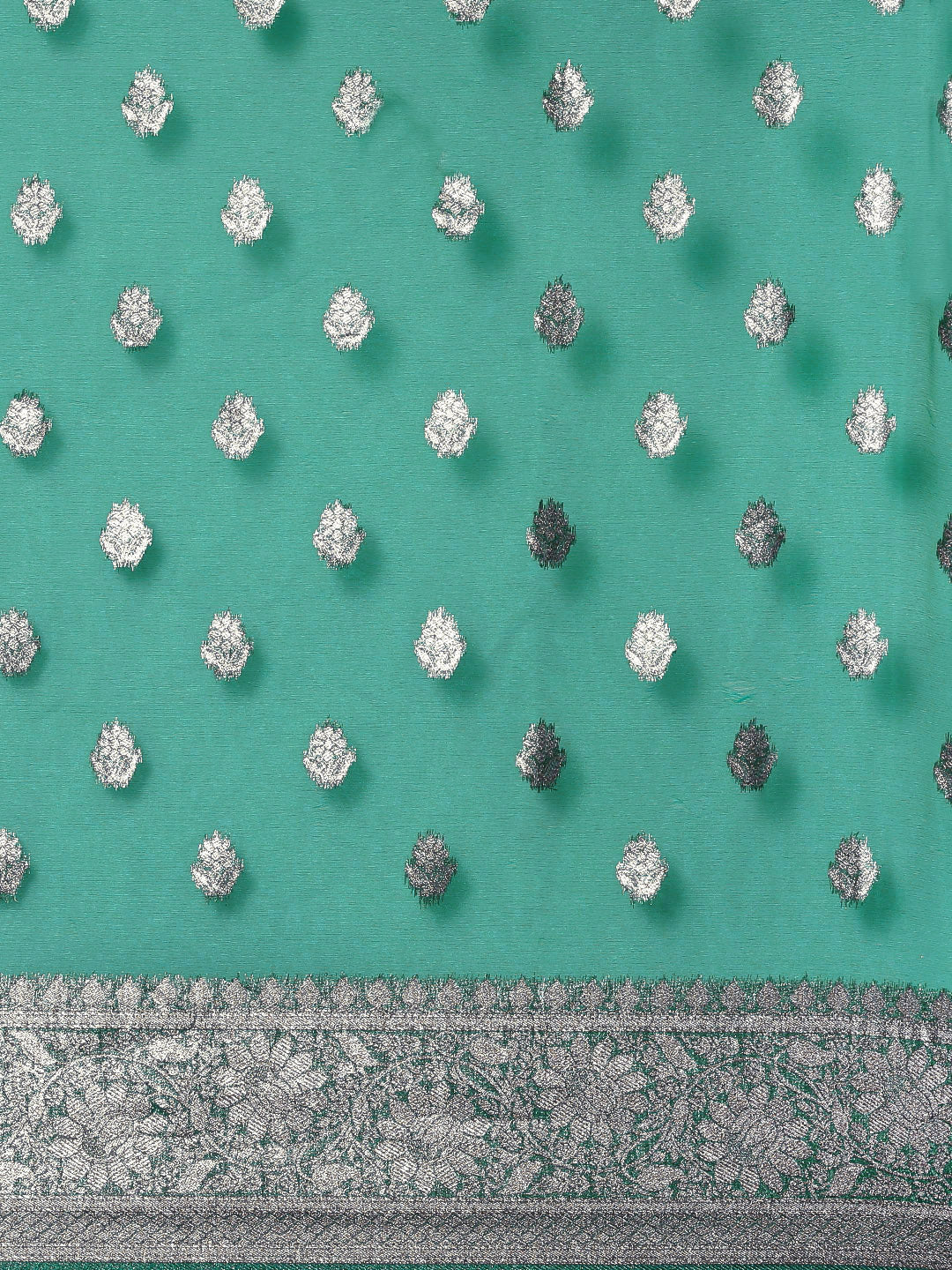 Saree Mall Green Ethnic Motifs Zari Organza Banarasi Saree