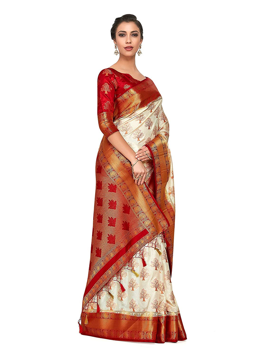 Mimosa Women's Kanchipuram Silk Saree With Blouse Piece