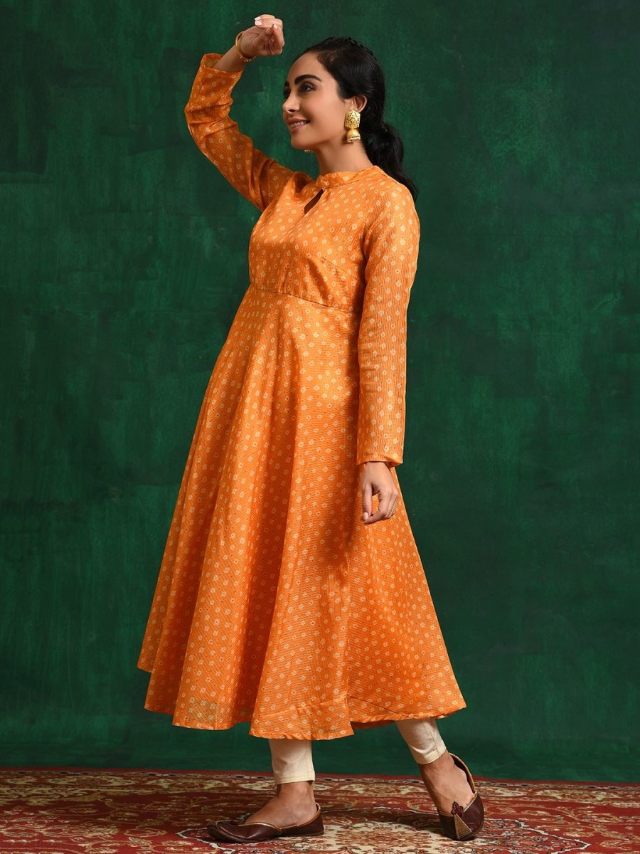 Aks Ethnic Motifs Keyhole Neck Flared Anarkali Kurta