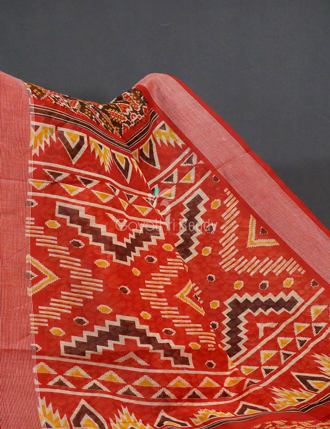 Shades of Mehendi Green Patola Print Semi Chanderi Saree By Gayathri Reddy Designer Studio