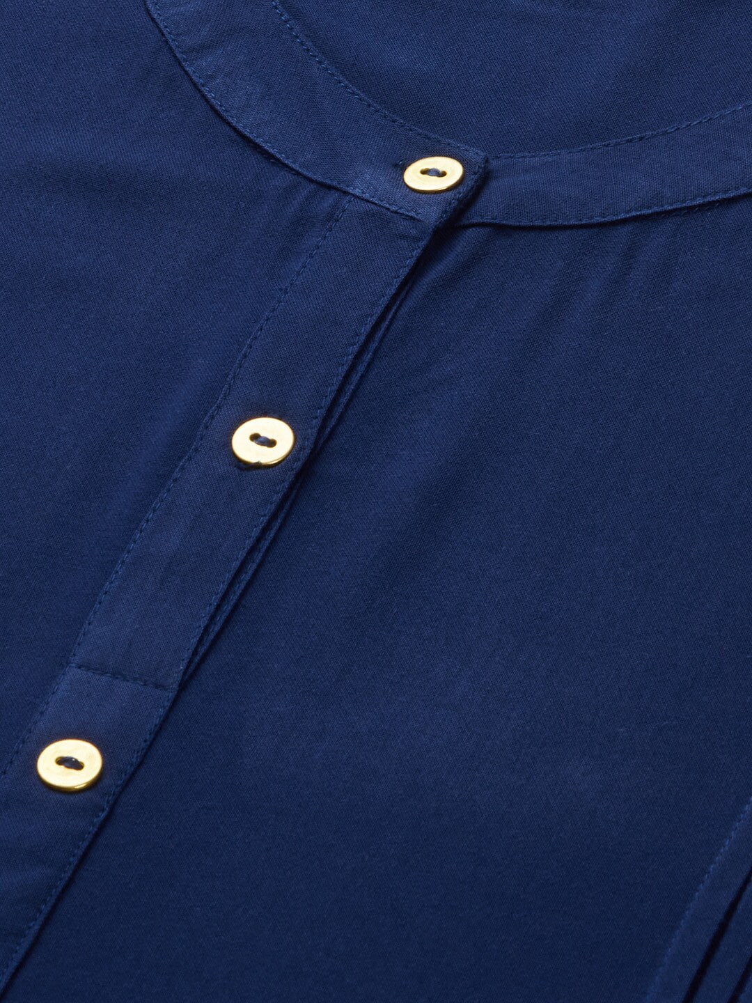 HERE&NOW Band Collar Roll UP Sleeves Knee Length Kurta