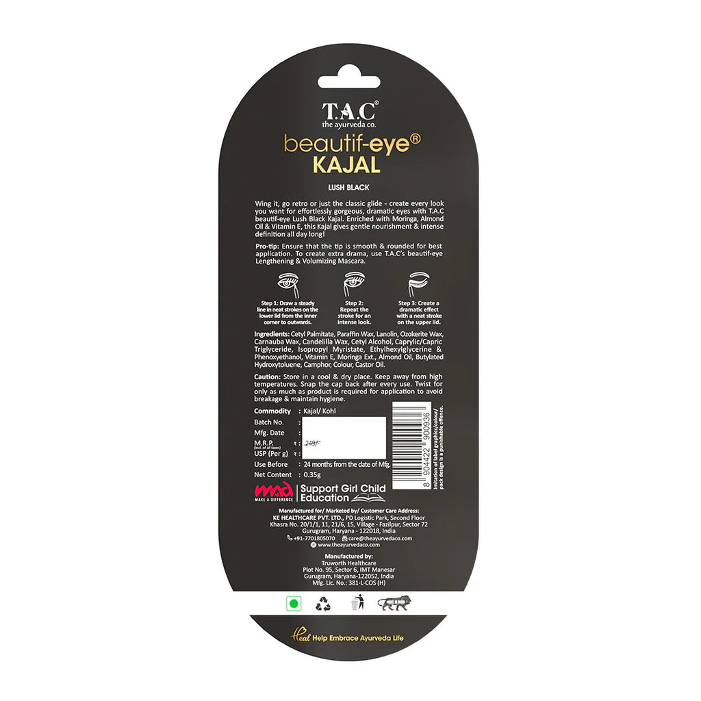 TAC - The Ayurveda Co. Beautif-eye Kajal - Intense Black Kajal