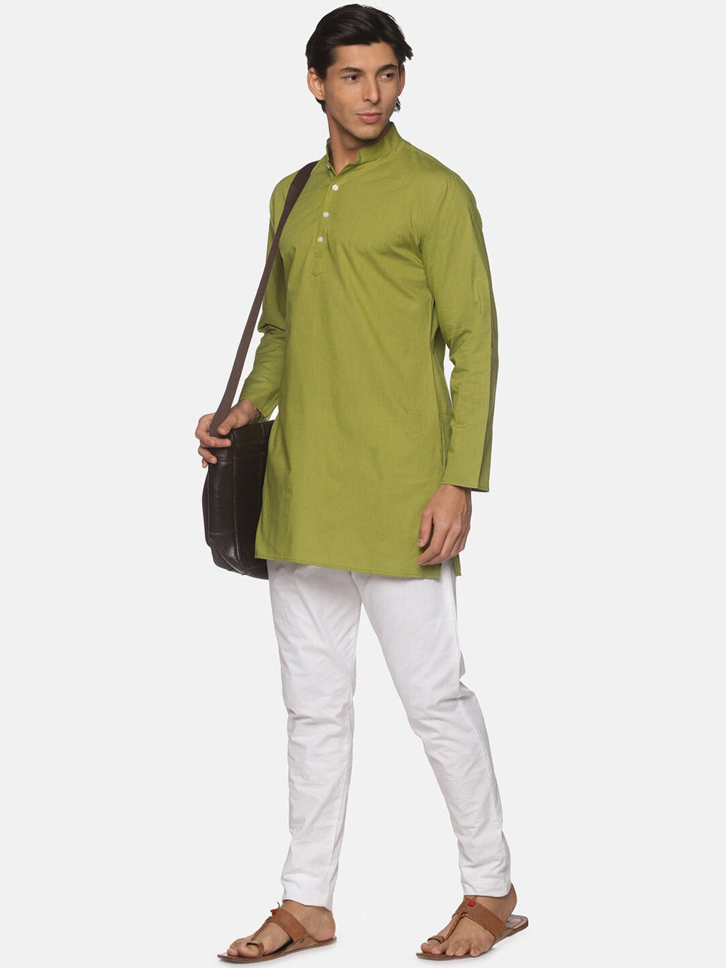 Sethukrishna Men Green Pure Cotton Kurta with Pyjamas