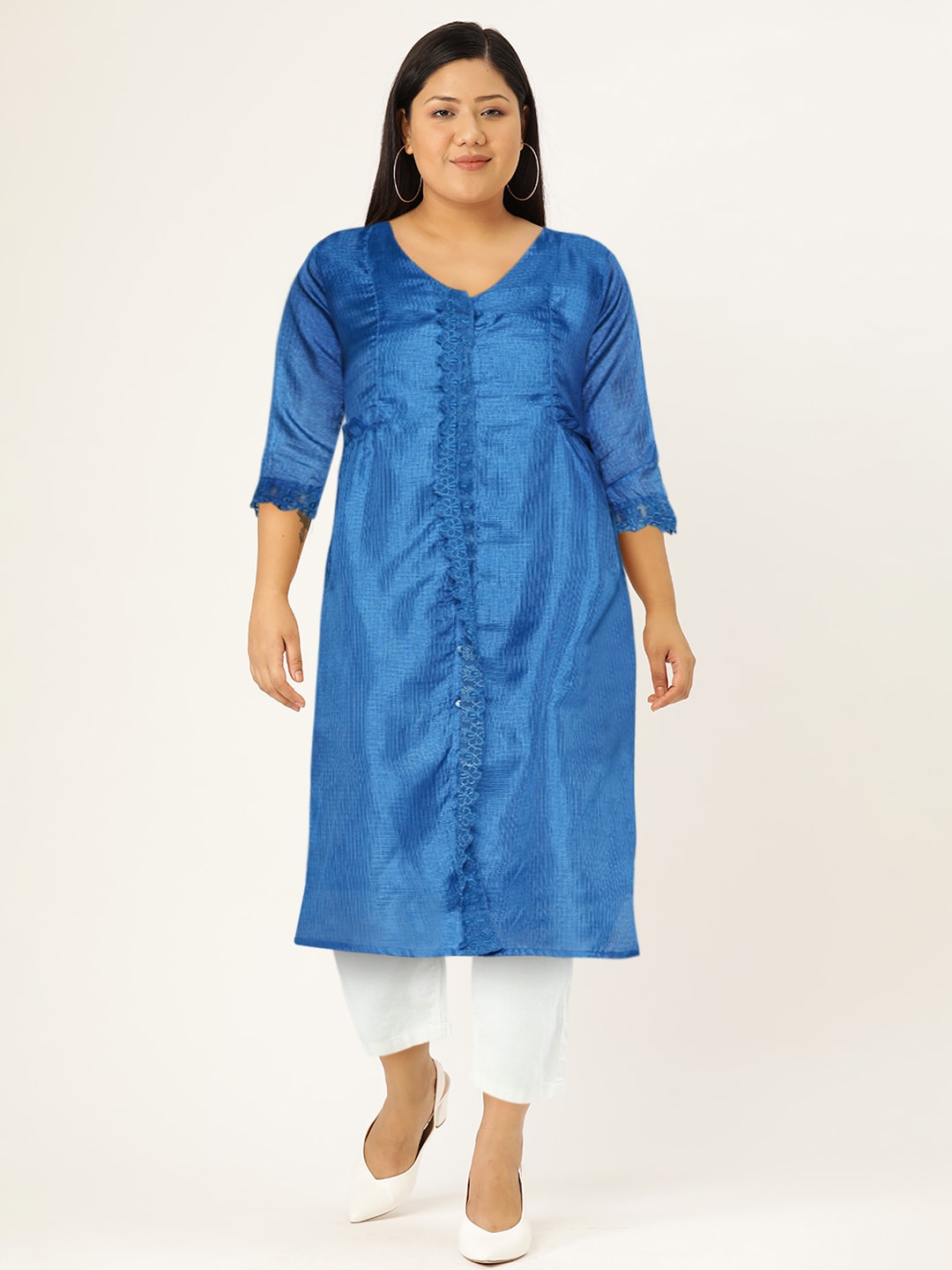 HERE&NOW Women Blue Self-Design Kurta