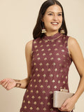 All About You Women Brown Ethnic Motifs Printed Pure Cotton Kurta with Trousers