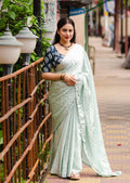 Blue Poly Silk Ethnic Motifs Saree with Unstitched Blouse - Hiral Fashion
