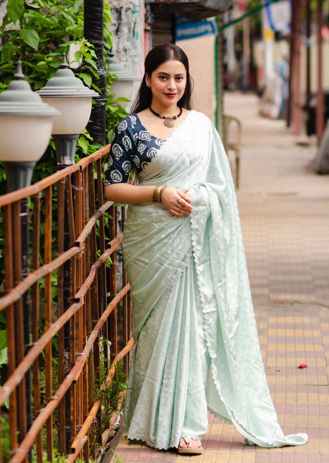 Blue Poly Silk Ethnic Motifs Saree with Unstitched Blouse - Hiral Fashion