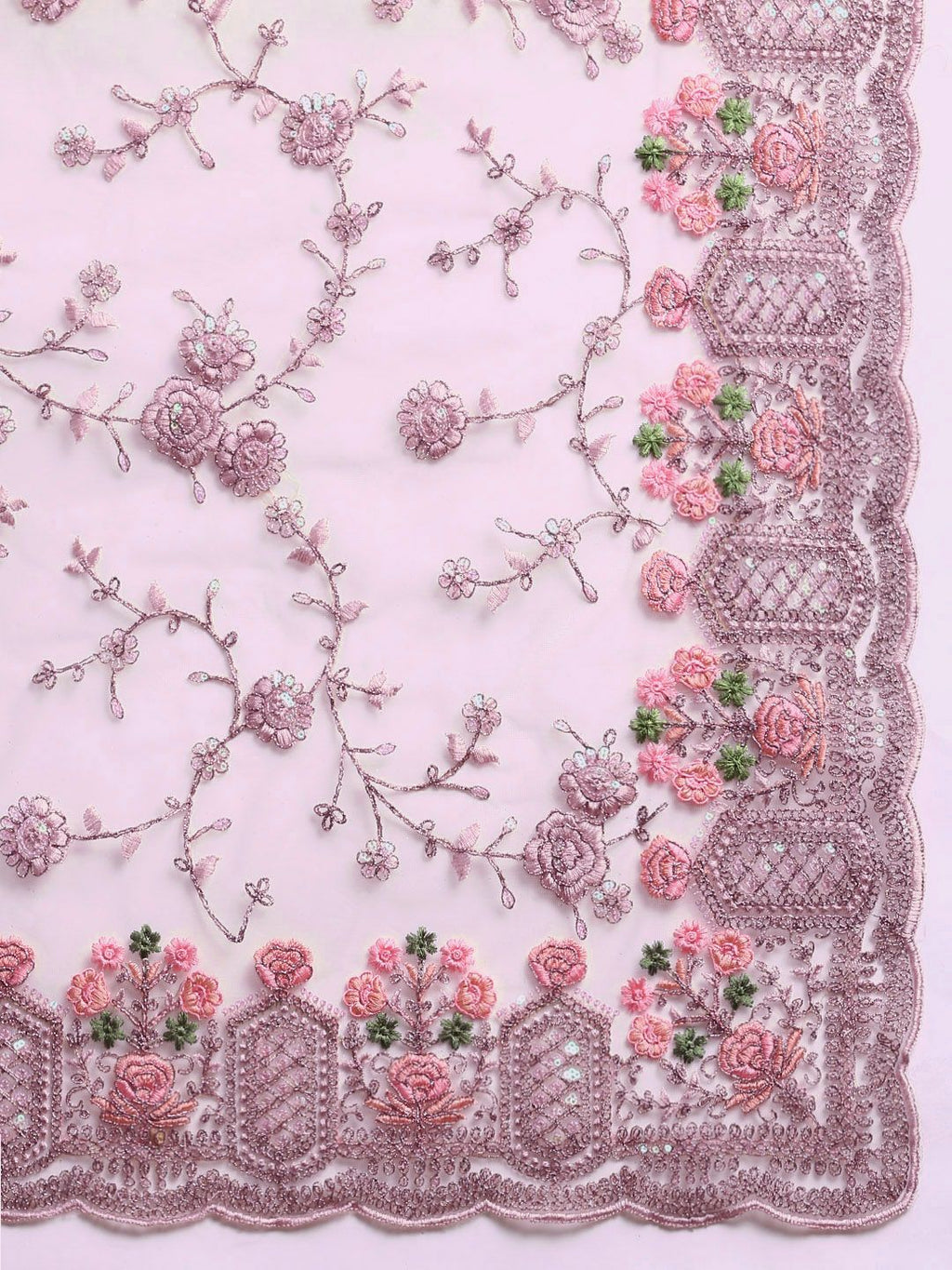 kasee Floral Embroidered Zari Net Saree