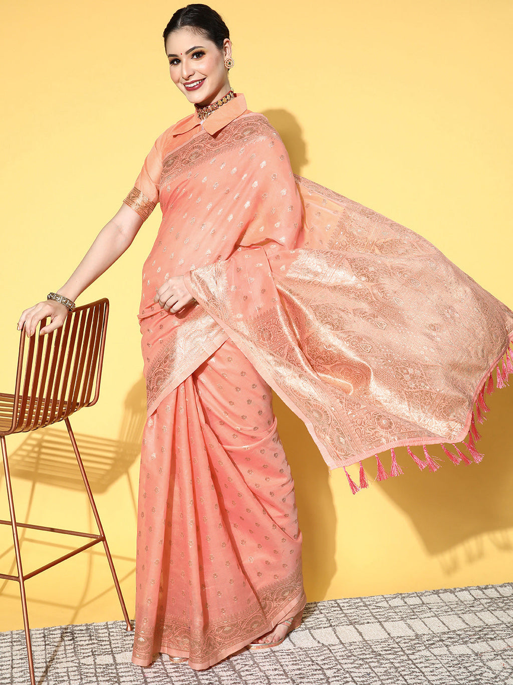 Saree Mall Ethnic Motifs With Woven Design Border Saree