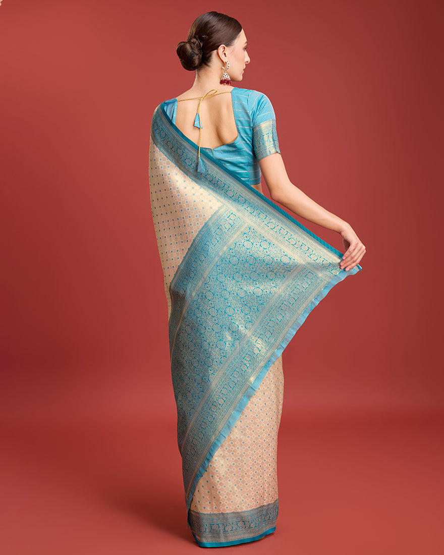 Monjolika Fashion Sky Blue Kanjivaram Silk Mesmerizing Saree