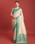 Monjolika Fashion Turquoise Kanjivaram Silk Mesmerizing Saree