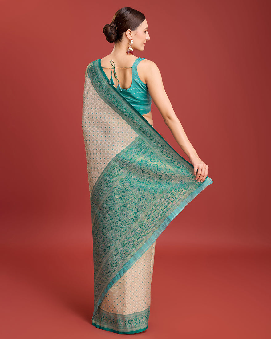 Monjolika Fashion Turquoise Kanjivaram Silk Mesmerizing Saree