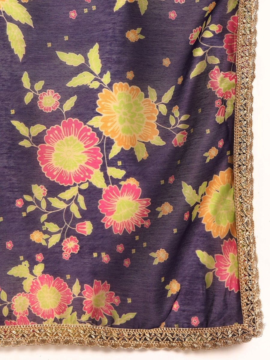 All About You Women Keyhole Neck A-Line Kurta & Dupatta