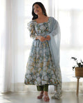 Teeya Creation Multi Color Pure Soft Organza Silk Digital print Party Wear Gown