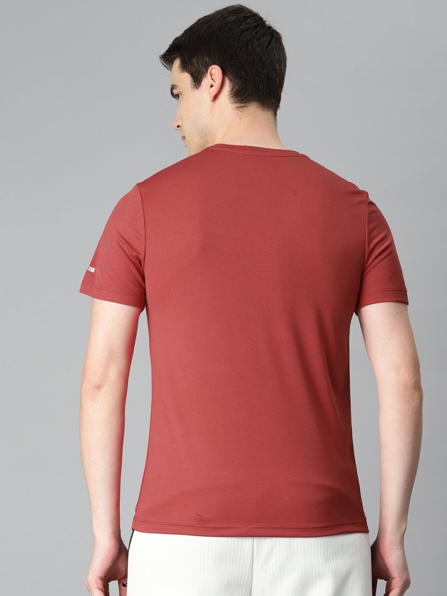 Alcis Men Typography Printed Anti Static Slim Fit Sports T-shirt
