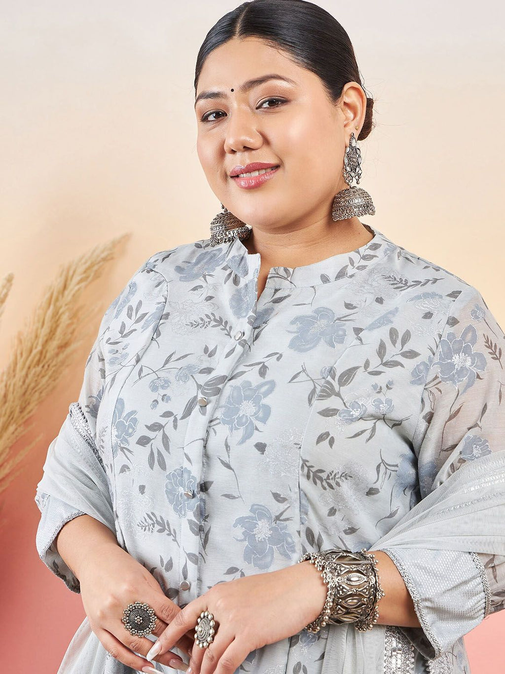Sztori Women Floral Printed A-Line Kurta With Palazzo & Dupatta