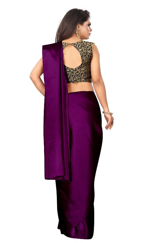 Vamika Violet Satin Designer Saree (PAVITRA WINE)