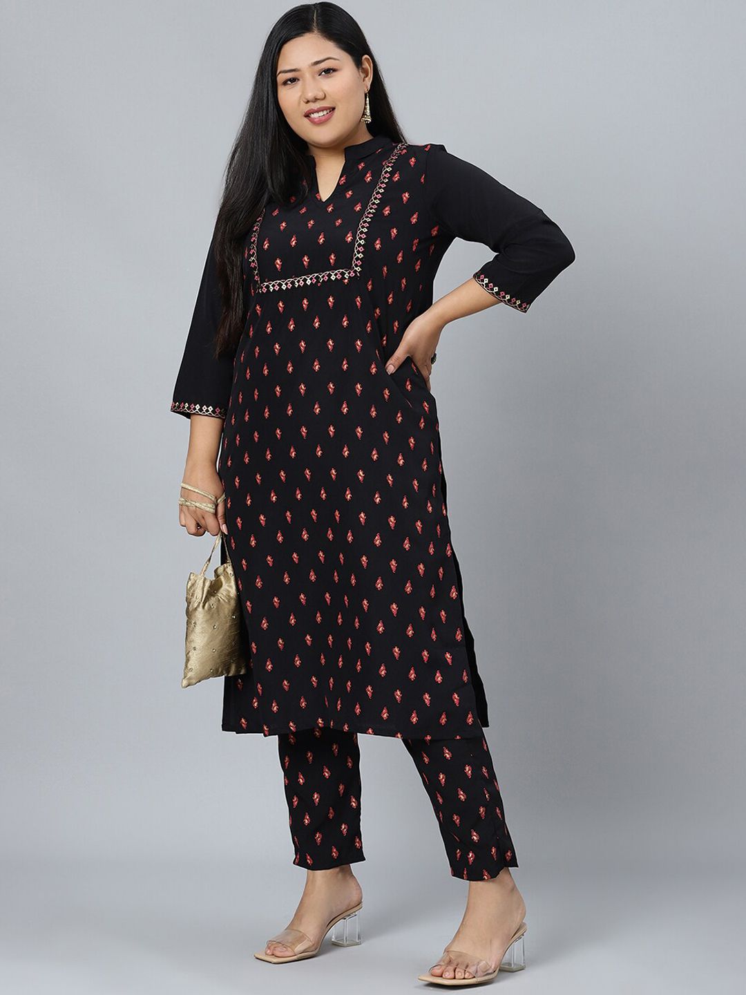 Sztori Floral Printed Regular Kurta with Trousers