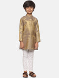 Sethukrishna Boys Gold-Toned Embroidered & Embellished Kurta With Pyjamas