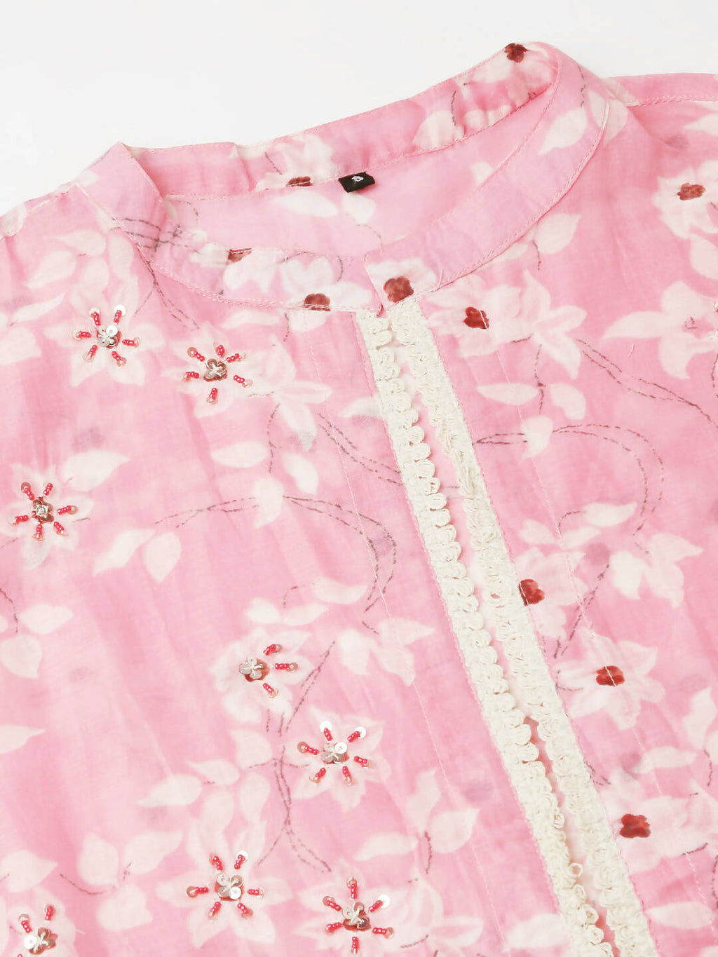White Cotton Solid Flared Dress with Printed Shrug - Yukti