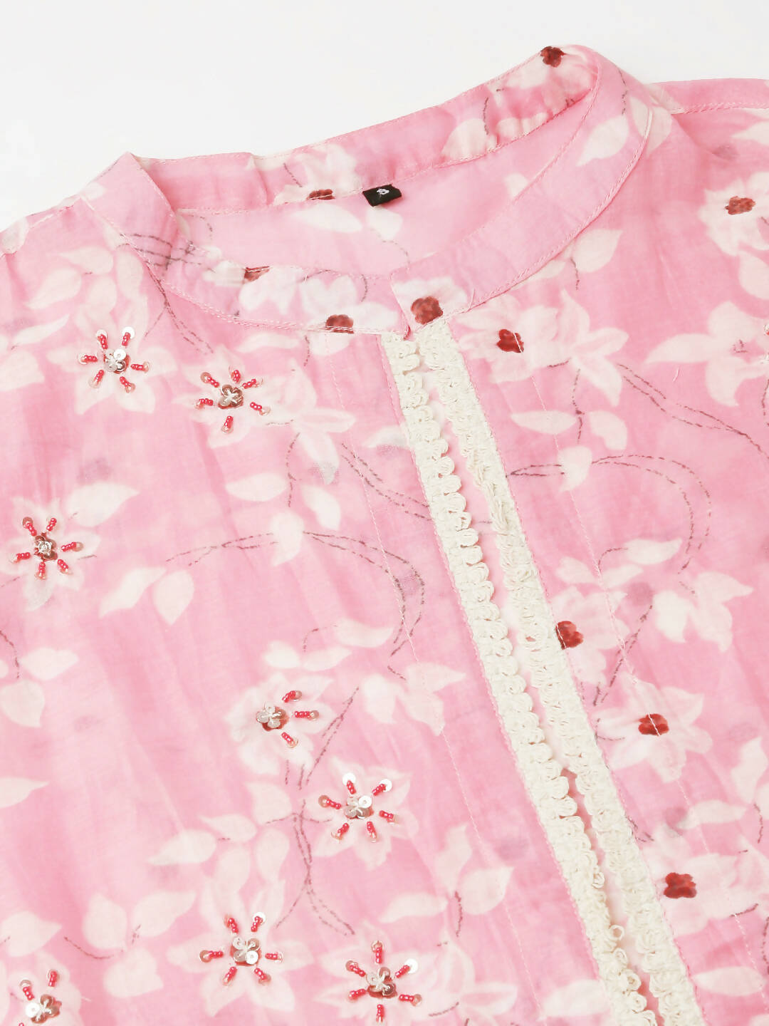 White Cotton Solid Flared Dress with Printed Shrug - Yukti