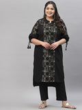 Sztori Printed Notch Neck Regular Kurta with Trousers