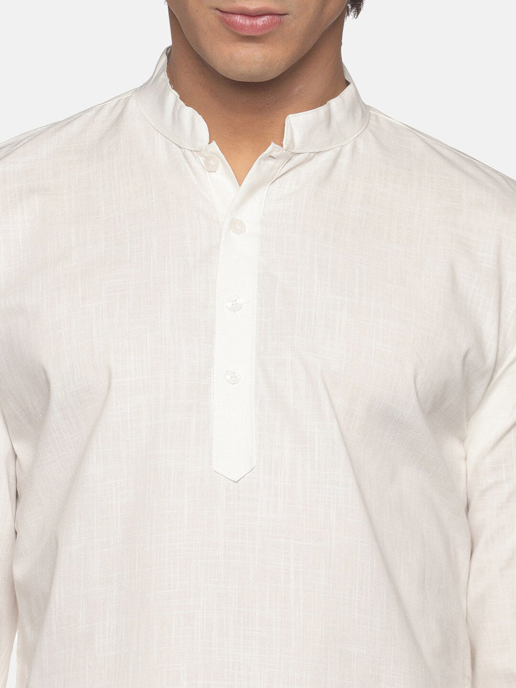 Sethukrishna Men Cream-Coloured Striped Pure Cotton Kurta with Dhoti Pants