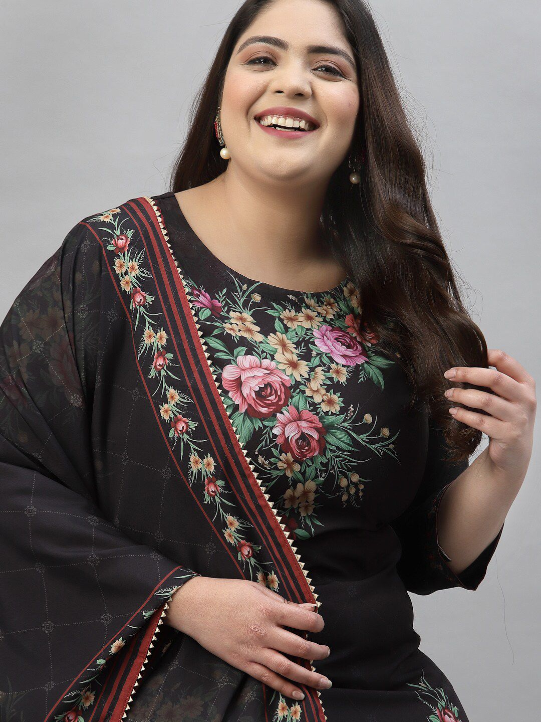 Sztori Floral Printed Regular Kurta With Palazzos & Dupatta