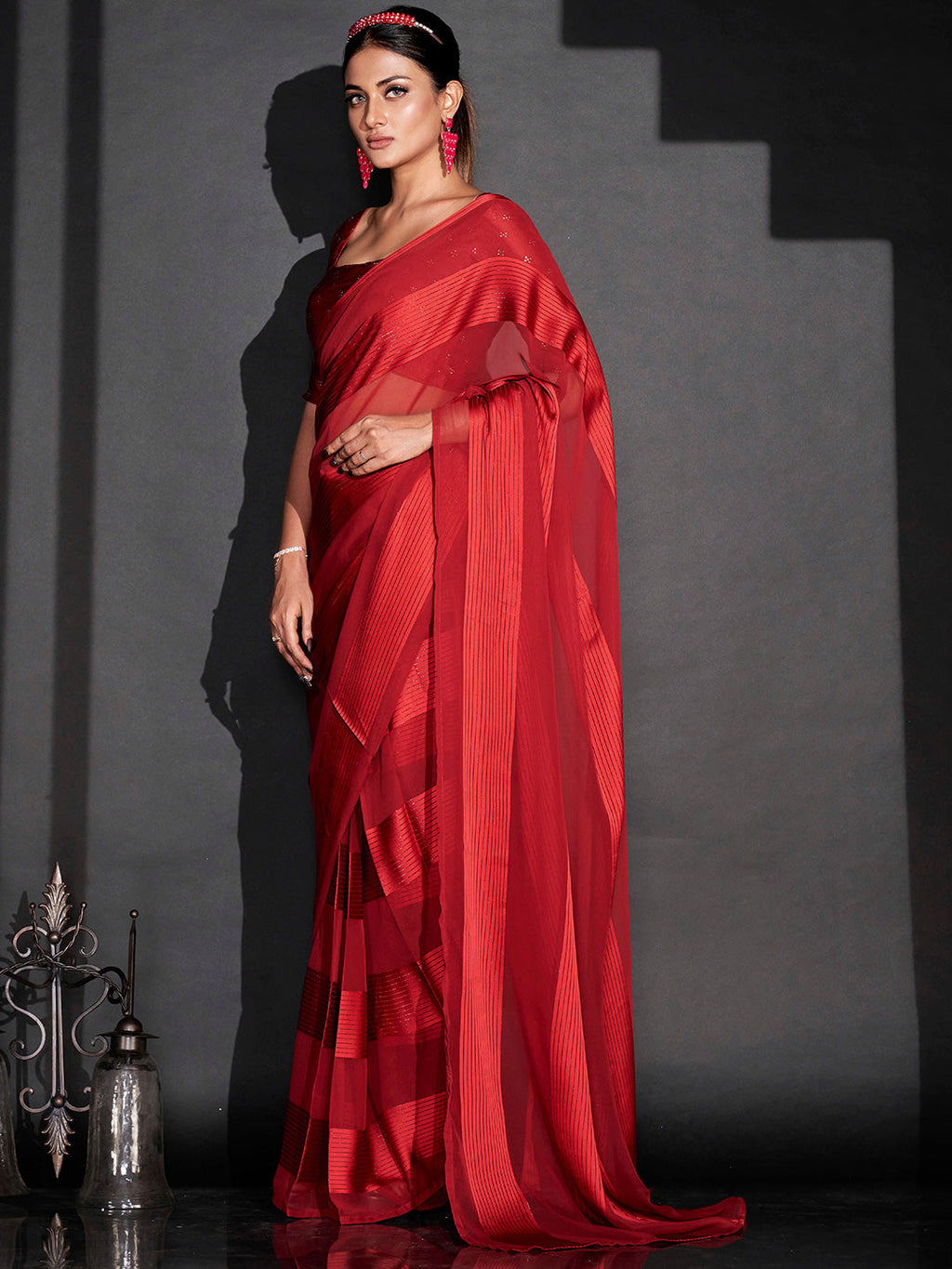 Tikhi Imli Striped Ready to Wear Saree