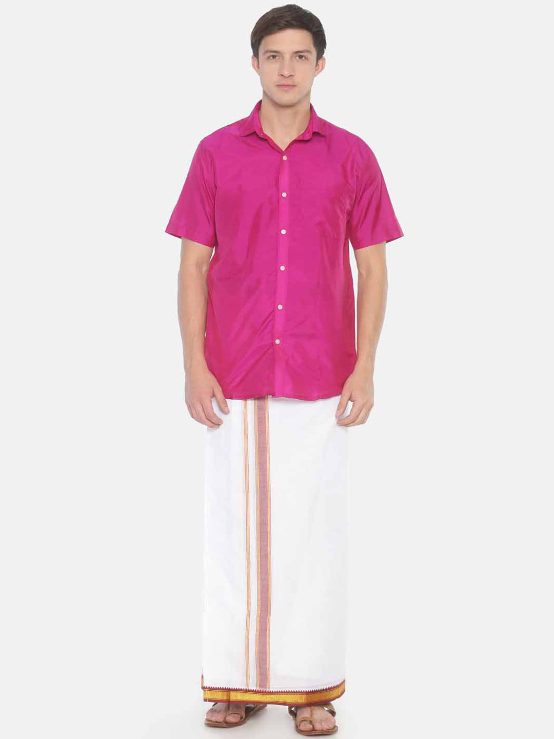 Sethukrishna White Solid Readymade Pocket Dhoti For Men