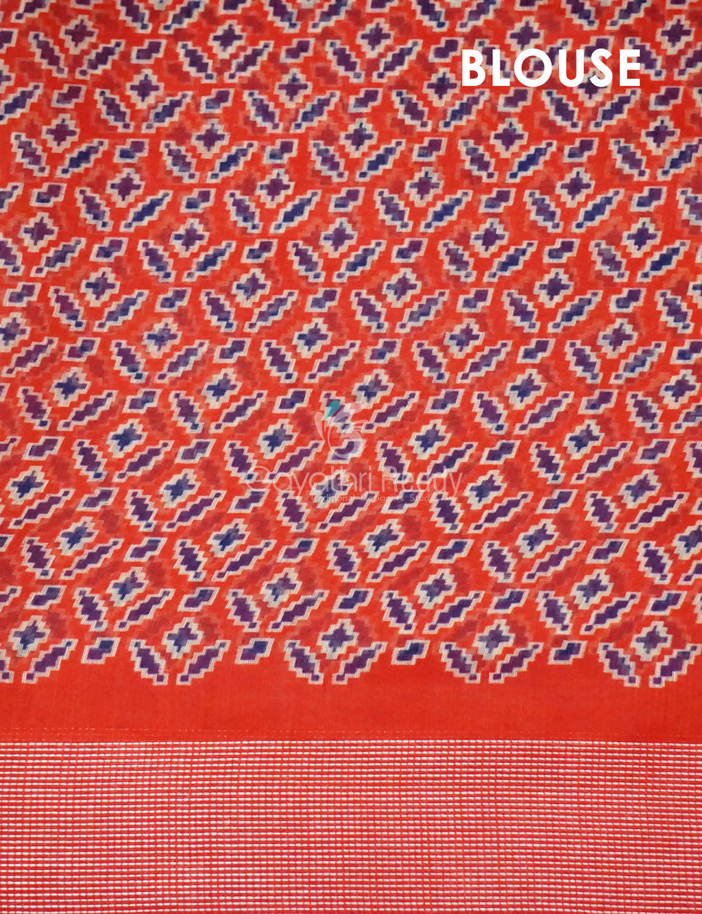 Shades Of Navy Blue And Red Patola Print Semi Chanderi Saree By Gayathri Reddy Designer Studio